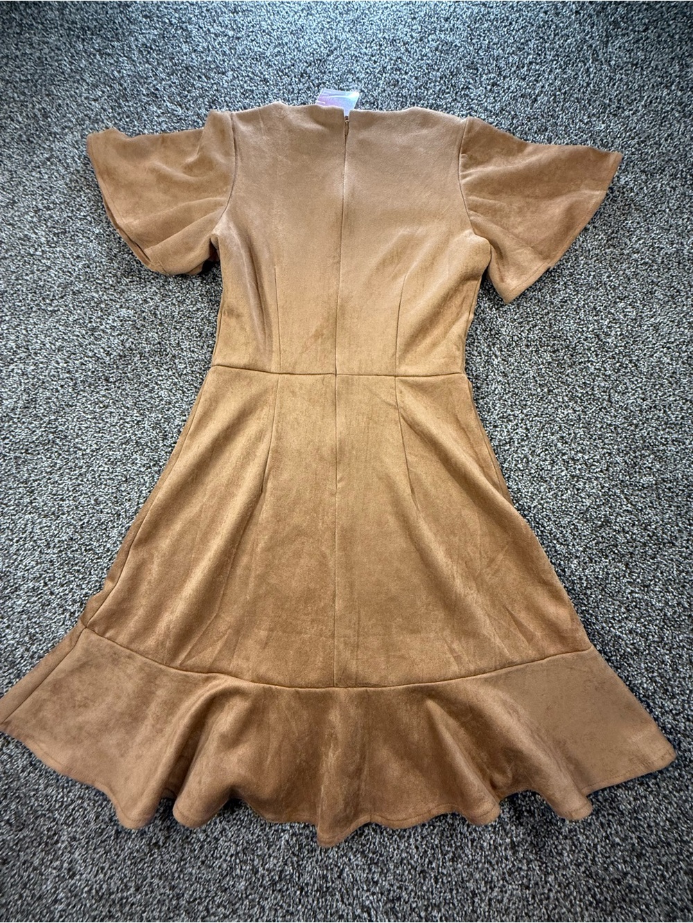 Fashion on Earth Faux Suede Summer Festival Mini Dress Tan Camel New W Tags XS